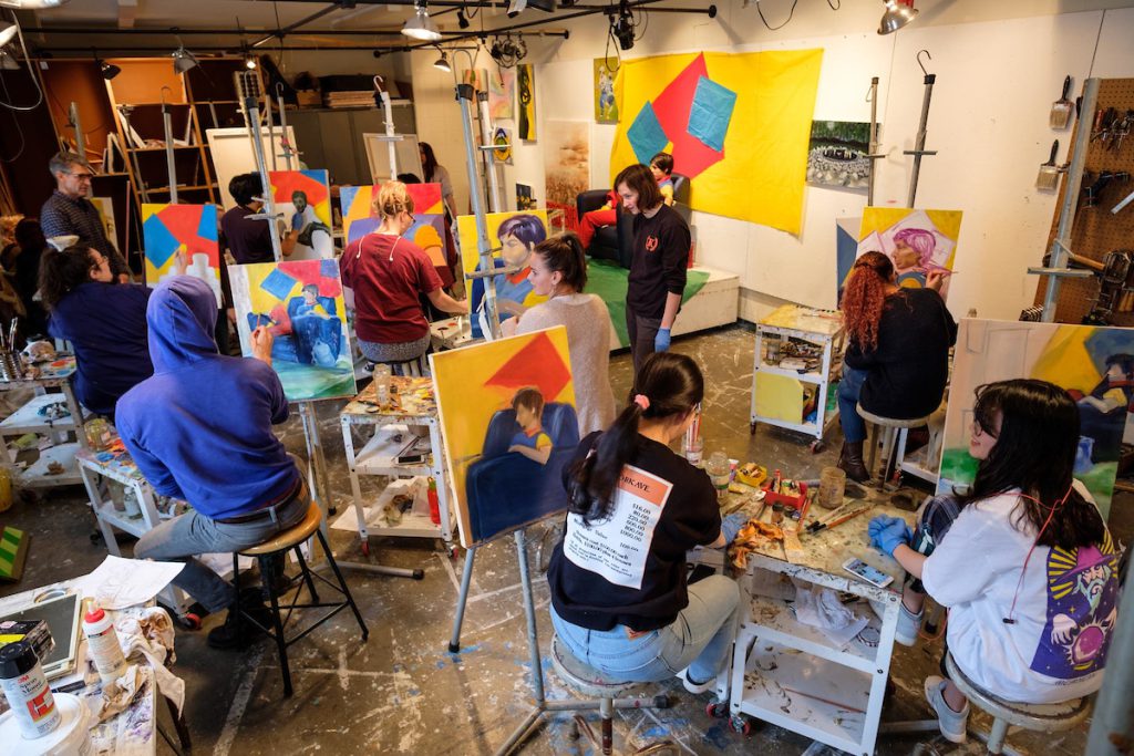 Students in an art class