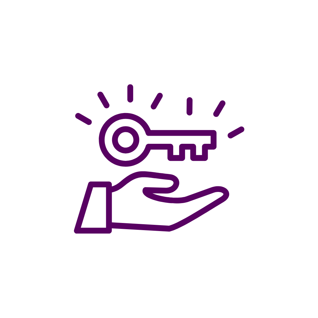 Illustration of a hand holding a key with radiating lines, symbolizing opportunity, access, or unlocking potential.
